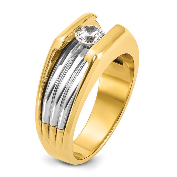 IB Goodman 14k Two-tone Mens 1/2 carat Diamond Complete Ring