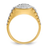 IBGoodman 14K Two Tone 1 Carat Lab Grown Diamond VS SI+ G+ Complete Polished Satin and Textured Men's Ring view 2
