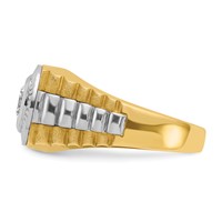 IBGoodman 14K Two Tone 1 Carat Lab Grown Diamond VS SI+ G+ Complete Polished Satin and Textured Men's Ring view 3