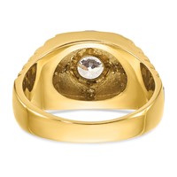 IBGoodman 14K Two Tone 1 Carat Lab Grown Diamond VS SI+ G+ Complete Polished Satin and Textured Men's Ring view 5
