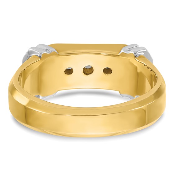 IBGoodman 14k Two-tone Men's Polished and Grooved 5-Stone Ring Mounting