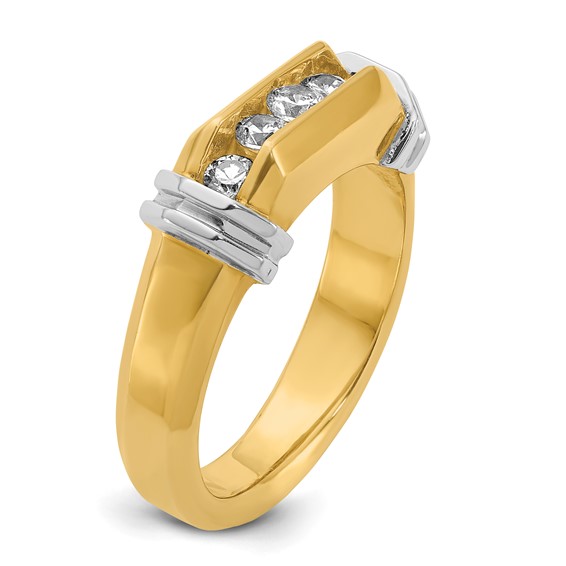 IBGoodman 14k Two-tone Men's Polished and Grooved 5-Stone Ring Mounting