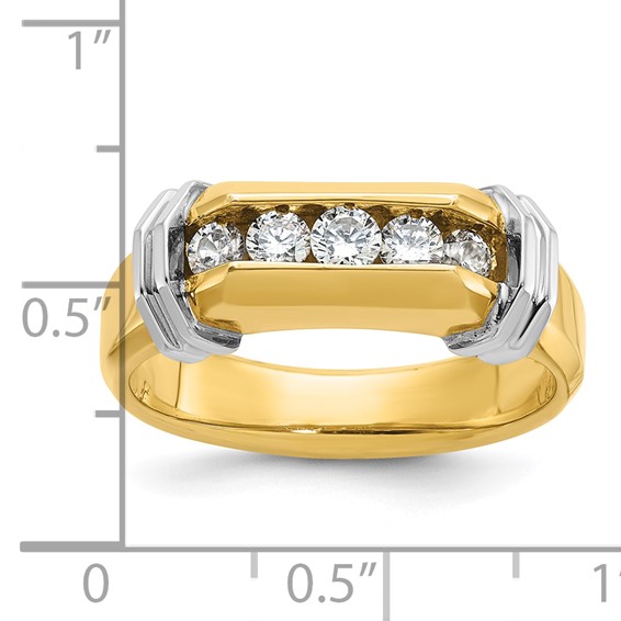 IBGoodman 14k Two-tone Men's Polished and Grooved 5-Stone Ring Mounting