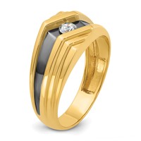 IBGoodman 14K Yellow Gold Ring with Black Rhodium 0.17 Carat Lab Grown Diamond VS SI+ G+ Complete Polished and Grooved Men's view 5