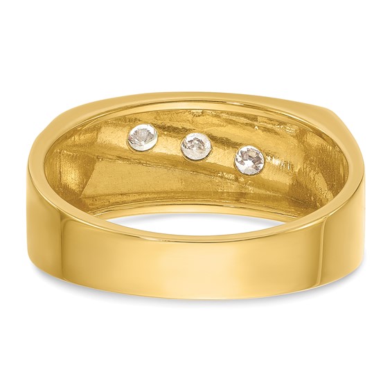 IB Goodman 14k Mens Polished and Grooved 3-Stone Ring Mounting