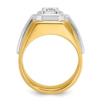 IBGoodman 14K Two-tone 1 Carat Lab Grown Diamond VS SI+ G+ Complete Polished and Grooved Men's Ring view 2