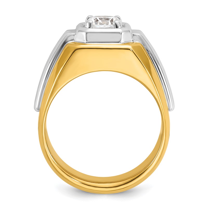IBGoodman 14k Two-tone 1 carat Lab Grown Diamond VS/SI+ G+ Complete Polished and Grooved Men's Ring