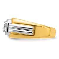 IBGoodman 14K Two-tone 1 Carat Lab Grown Diamond VS SI+ G+ Complete Polished and Grooved Men's Ring view 3