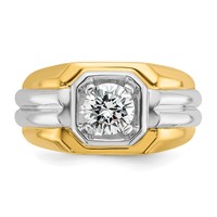 IBGoodman 14K Two-tone 1 Carat Lab Grown Diamond VS SI+ G+ Complete Polished and Grooved Men's Ring view 4