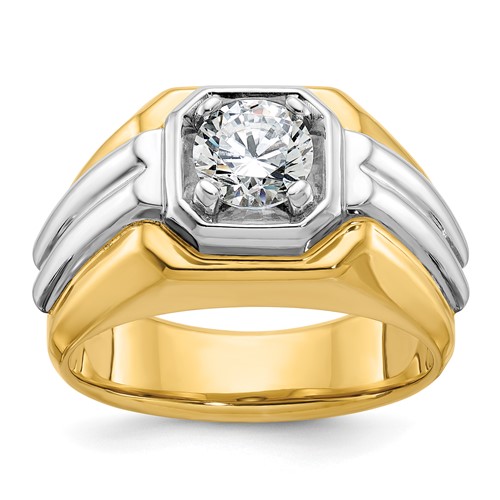 IBGoodman 14K Two-tone 1 Carat Lab Grown Diamond VS SI+ G+ Complete Polished and Grooved Men's Ring