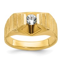 IBGoodman 14K Yellow Gold 0.33 Carat Lab Grown Diamond VS SI+ G+ Complete Polished and Satin Men's Ring view 1