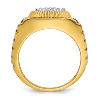 IBGoodman 14K Two-Tone 0.50 Carat Lab Grown Diamond VS SI+ G+ Complete Ribbed Men's Cluster Ring view 2