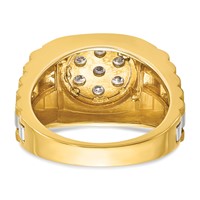 IBGoodman 14K Two-Tone 0.50 Carat Lab Grown Diamond VS SI+ G+ Complete Ribbed Men's Cluster Ring view 5