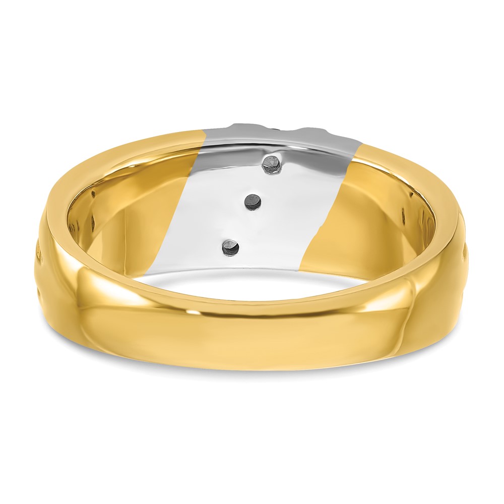 IBGoodman 14k Two-tone Men's Polished and Grooved 3-Stone 1/5 Carat AA Quality Diamond Ring (B56992-4YWAA)