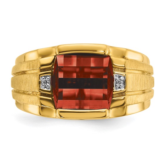 10k IBGoodman Men's Cr. Ruby and Diamond Complete Ring