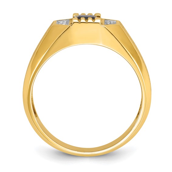 IB Goodman 14k Mens Square Lab Created Sapphire and 1/20 carat Diamond Satin Complete Ring