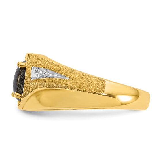 IB Goodman 14k Mens Satin Oval Gemstone and Diamond Ring Mounting