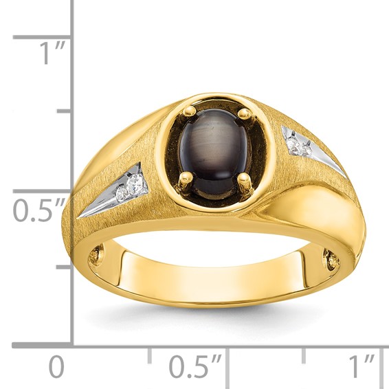 IB Goodman 14k Mens Satin Oval Gemstone and Diamond Ring Mounting