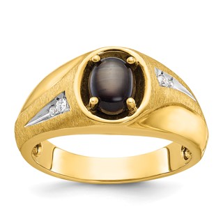 IB Goodman 14k Mens Satin Oval Gemstone and Diamond Ring Mounting