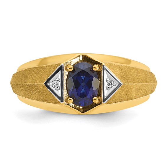 IB Goodman 14k Mens Oval Gemstone and Diamond Satin Ring Mounting