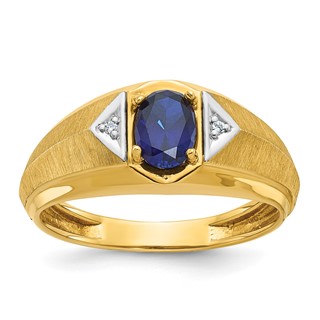 IB Goodman 14k Mens Oval Gemstone and Diamond Satin Ring Mounting