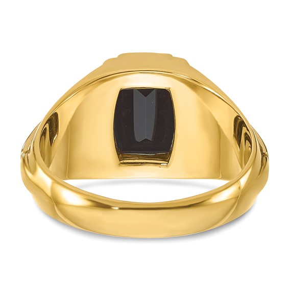 IB Goodman 14k Two-tone Mens Satin Barrel Onyx and 1/10 carat Diamond Complete Ring
