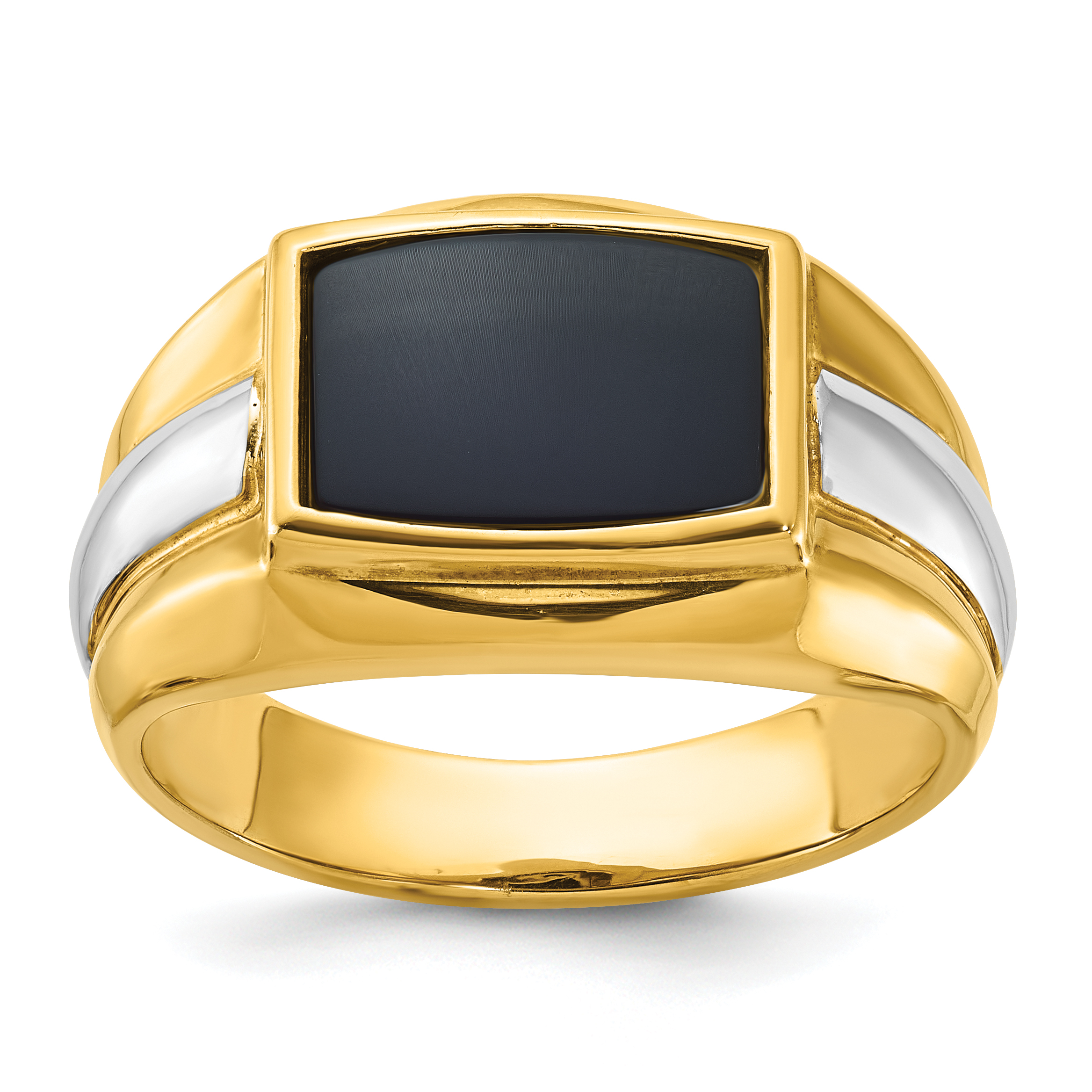 14k Two-tone IBGoodman Men's Onyx Complete Ring (B57824-4YWOX)