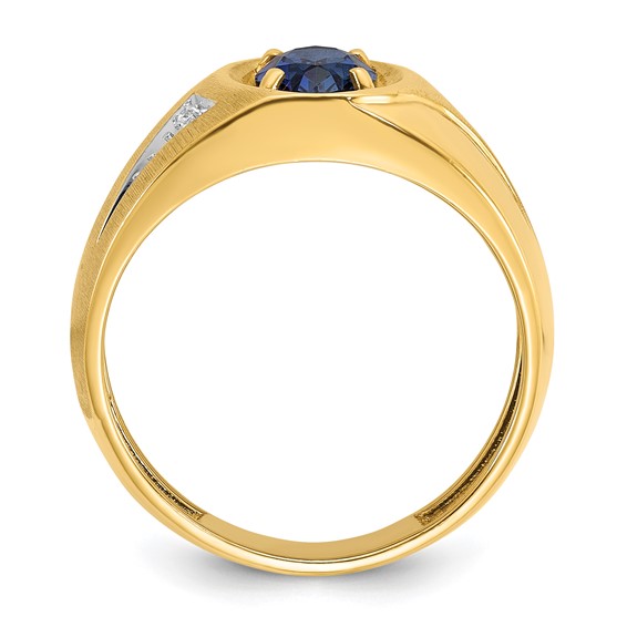 14k IBGoodman Men's Cr. Ruby and Diamond Satin Complete Ring