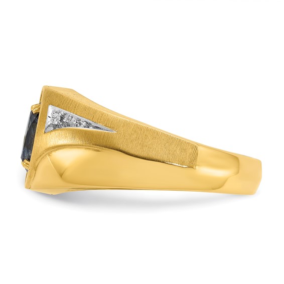 14k IBGoodman Men's Cr. Ruby and Diamond Satin Complete Ring