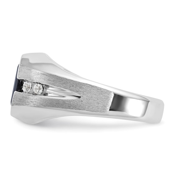 IBGoodman 14k White Gold Men's Polished and Satin Onyx and 1/8 Carat AA Quality Diamond Ring