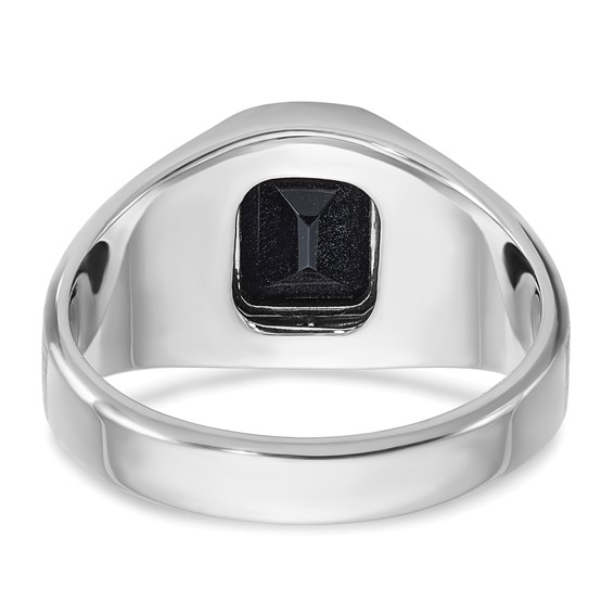 IBGoodman 14k White Gold Men's Polished and Satin Onyx and 1/8 Carat AA Quality Diamond Ring