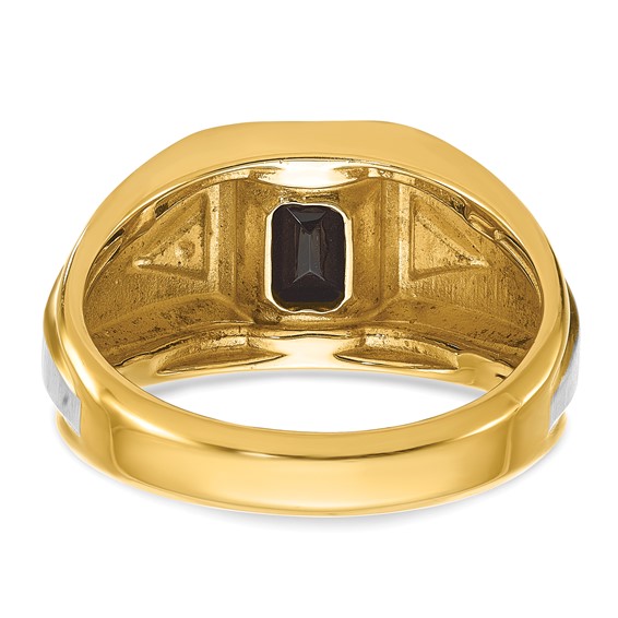 IB Goodman 14k Two-tone Mens Satin Octagon Onyx and Diamond Complete Ring