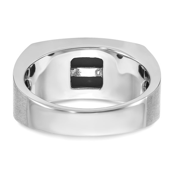 IB Goodman 14k White Gold Mens Polished and Satin 2-Row Onyx Ring