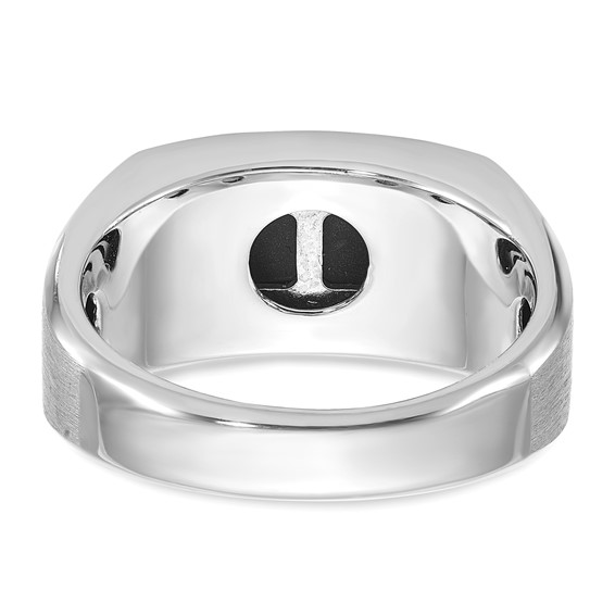 IB Goodman 14k White Gold Mens Satin Rectangle Onyx and 1/15 carat Diamond Complete Ring