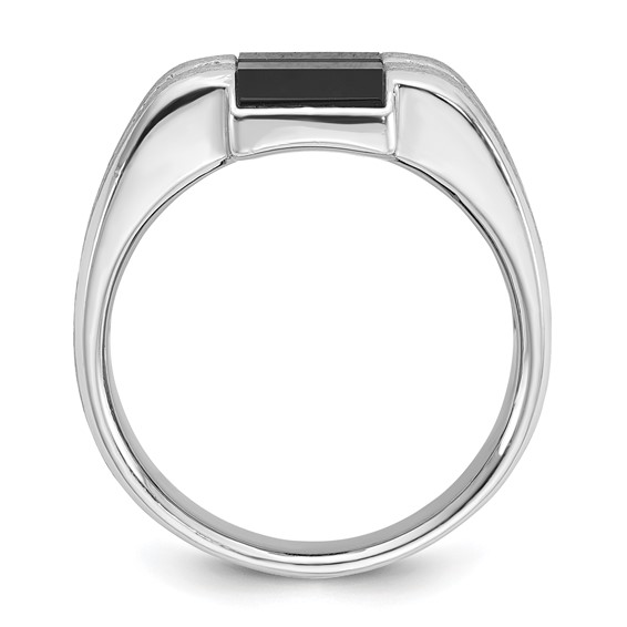 Men's SS Onyx and .15ct tw Diamond Accent Ring with Satin Finish