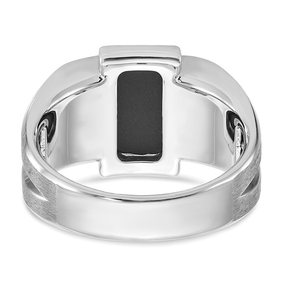 Men's SS Onyx and .15ct tw Diamond Accent Ring with Satin Finish