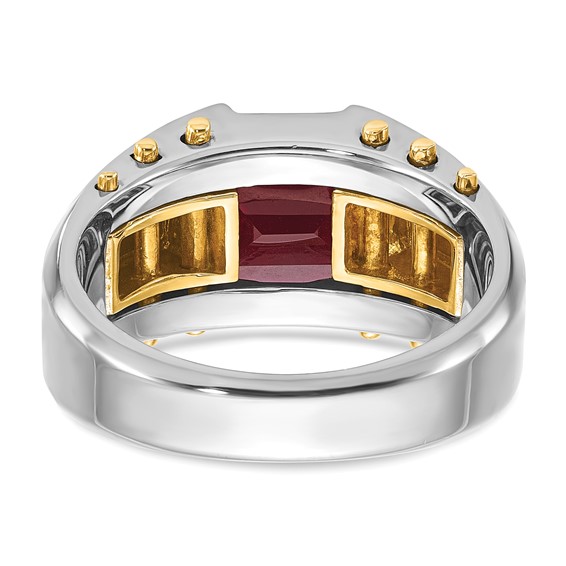 IB Goodman 14k Two-tone Mens Barrel Lab Created Garnet Complete Ring