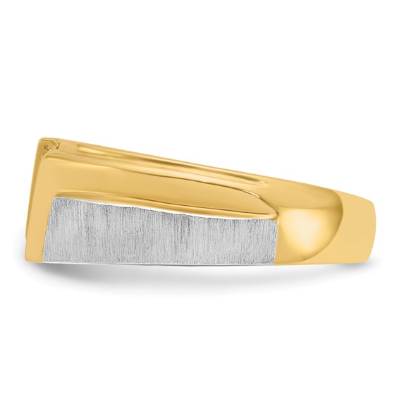 IBGoodman 14k Two-tone Men's Polished Satin and Grooved 3-Stone 1/4 Carat AA Quality Diamond Ring