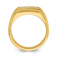 IBGoodman 14K Yellow Gold 0.75 Carat Lab Grown Diamond VS SI+ G+ Complete Polished and Satin Men's Ring view 2