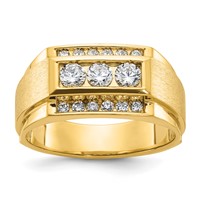 IBGoodman 14K Yellow Gold 0.75 Carat Lab Grown Diamond VS SI+ G+ Complete Polished and Satin Men's Ring view 1