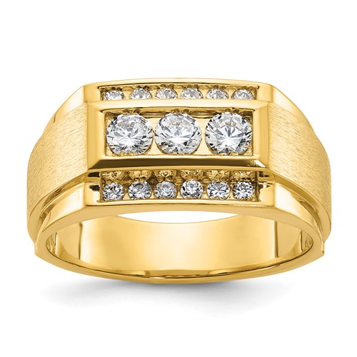 IBGoodman 14K Yellow Gold 0.75 Carat Lab Grown Diamond VS SI+ G+ Complete Polished and Satin Men's Ring