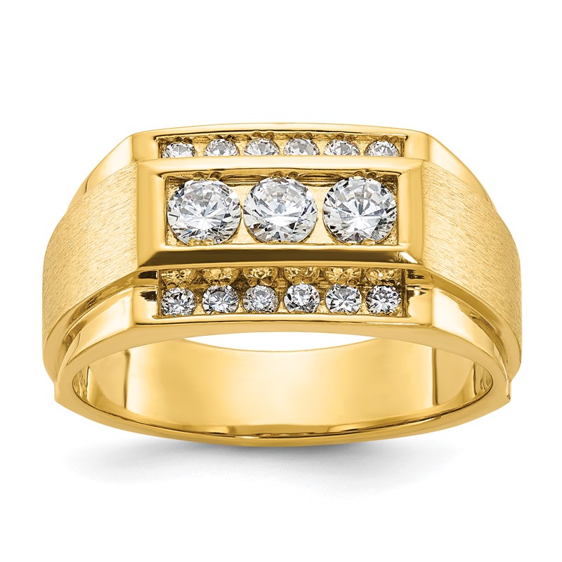IBGoodman 14k 3/4 carat Lab Grown Diamond VS/SI+ G+ Complete Polished and Satin Men's Ring
