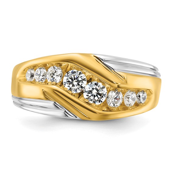 IBGoodman 14k Two-tone 1 carat Lab Grown Diamond VS/SI+ G+ Complete Polished and Grooved Men's Ring