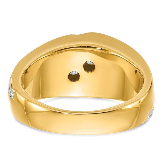 IBGoodman 14k Two-tone 1 carat Lab Grown Diamond VS/SI+ G+ Complete Polished and Grooved Men's Ring