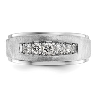 IBGoodman 14K White Gold 0.50 Carat Lab Grown Diamond VS SI+ G+ Complete Polished and Brushed Five Stone Men's Ring view 4
