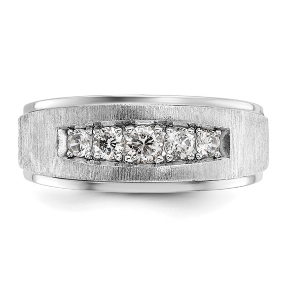 IBGoodman 14k White Gold 1/2 carat Lab Grown Diamond VS/SI+ G+ Complete Polished and Brushed Five Stone Men's Ring