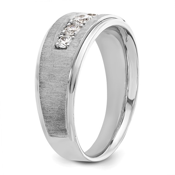 IBGoodman 14k White Gold 1/2 carat Lab Grown Diamond VS/SI+ G+ Complete Polished and Brushed Five Stone Men's Ring