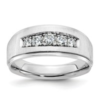 IBGoodman 14K White Gold Polished and Brushed Five Stone Men's Ring Mounting view 1