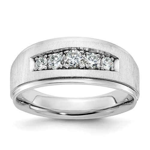 IBGoodman 14K White Gold Polished and Brushed Five Stone Men's Ring Mounting