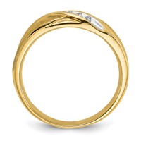 IBGoodman 14K Yellow Gold 0.10 Carat Lab Grown Diamond VS SI+ G+ Complete Polished and Satin Men's Ring view 2